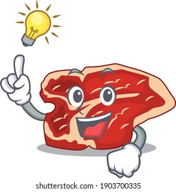 genius T-bone Mascot character has an idea gesture. Vector illustration