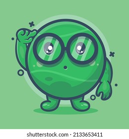 genius tennis ball character mascot with think gesture isolated cartoon in flat style design