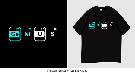 Genius t-shirt graphic design with science character. Print-ready typography style for apparel, tee, clothes, clothing. Perfect for gift. Vector Illustration.