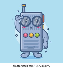 genius walkie talkie character mascot with think expression isolated cartoon in flat style design