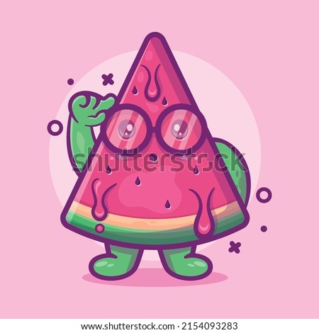 genius watermelon fruit character mascot with think expression isolated cartoon in flat style design 