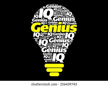 Genius word cloud bulb concept