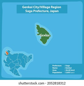 Genkai City Village Region Saga Prefecture Map, Japan
