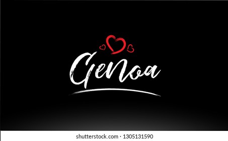 genoa city hand written text with red heart suitable for logo or typography design
