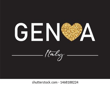 Genoa City Name with Gold Sequin Heart