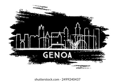 Genoa Italy City Skyline Silhouette. Hand Drawn Sketch. Business Travel and Tourism Concept with Modern Architecture. Vector Illustration. Genoa Cityscape with Landmarks.