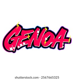 Genoa italy hand made graffiti in original style. European city typographic script font for prints, advertising, identity. Hand drawn touristic artwork in high quality. street art