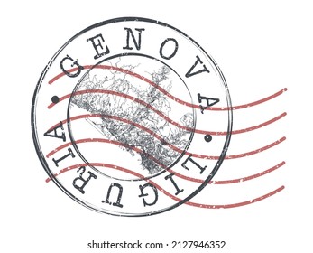 Genoa, Italy Stamp Map Postal. Silhouette Seal Roads and Streets. Passport Round Design. Vector Icon. Design Retro Travel National Symbol.