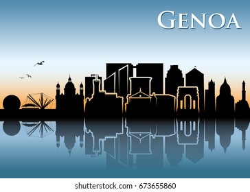 Genoa skyline - Italy - vector illustration