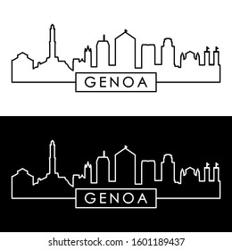 Genoa skyline. Linear style. Editable vector file.