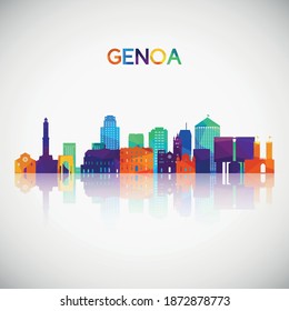 Genoa skyline silhouette in colorful geometric style. Symbol for your design. Vector illustration.
