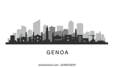 Genoa Skyline Silhouette Vector Minimalist City.