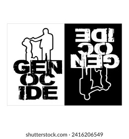 GENOCIDE text, and its simple image,Design vector, logo icon.