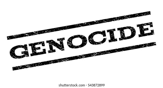 Genocide watermark stamp. Text caption between parallel lines with grunge design style. Rubber seal stamp with scratched texture. Vector black color ink imprint on a white background.