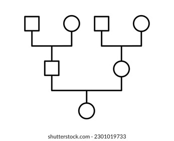 Genogram. Family tree chart. Simple diagram showing family members. Genealogy tree structure. Can be used for ancestry heritage research, medical history, systematic constellation. Vector illustration