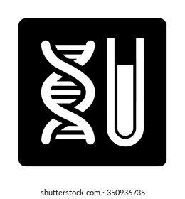 Genome Analysis vector icon. Style is flat rounded square button, white and black colors, white background.