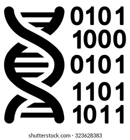 Genome Code vector icon. Style is flat symbol, black color, rounded angles, white background.