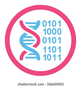 Genome Code vector icon. Style is bicolor flat rounded symbol, pink and blue colors, rounded angles, white background.
