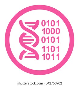 Genome Code vector icon. Style is flat rounded symbol, pink color, rounded angles, white background.