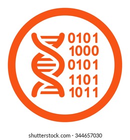 Genome Code vector icon. Style is flat rounded symbol, orange color, rounded angles, white background.