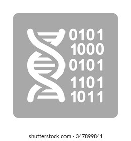 Genome Code vector icon. Style is flat rounded square button, white and silver colors, white background.