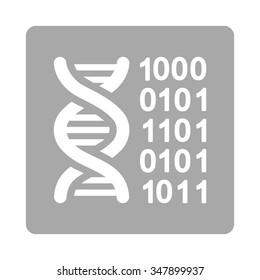 Genome Code vector icon. Style is flat rounded square button, white and silver colors, white background.