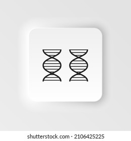 Genoma, adn. Icono vectorial de estilo neumórfico de bioingeniería. Biotecnología para la salud, investigación. Biología molecular, ingeniería biomédica y molecular Neumorfismo, icono de estilo neumórfico