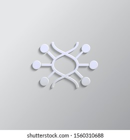 Genome, dna, icon paper style. Grey color vector background