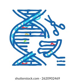 Genom Bearbeitung Kryptogenetik Doodle Symbol Skizze Vektor. Genom-Bearbeitungs-Kryptogenetik-Zeichen. einzelne Symbolgrafik