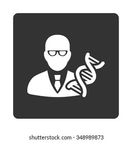 Genome Engineer vector icon. Style is flat rounded square button, white and gray colors, white background.