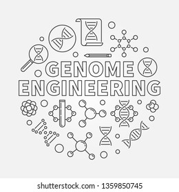 Genome Engineering vector round illustration made with genome editing and DNA outline icons