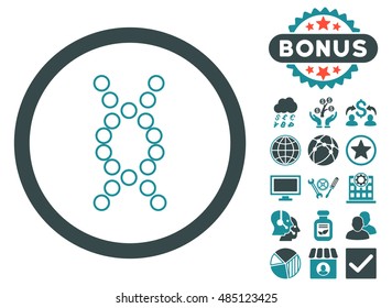 Genome icon with bonus images. Vector illustration style is flat iconic bicolor symbols, soft blue colors, white background.