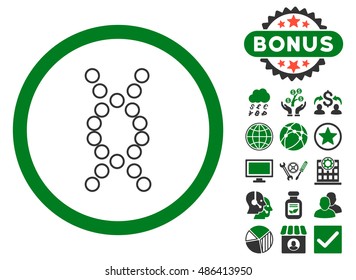Genome icon with bonus images. Vector illustration style is flat iconic bicolor symbols, green and gray colors, white background.