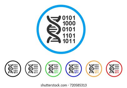 Genome rounded icon. Style is a flat genome grey symbol inside light blue circle with black, gray, green, blue, red, orange color versions. Vector designed for web and software interfaces.