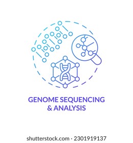 Genome sequencing and analysis blue gradient concept icon. Identifying inherited diseases with technology. Genomic medicine abstract idea thin line illustration. Isolated outline drawing