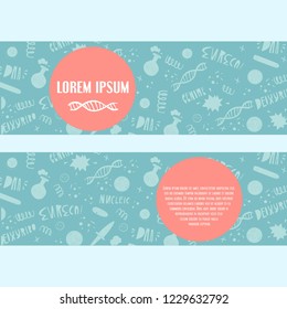Genome sequencing. Unique banner design. Doodle style