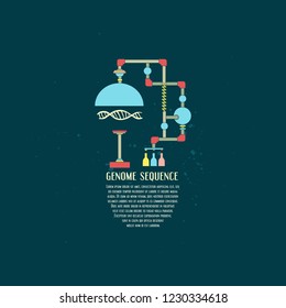 Genome sequencing. Unique design for journal or site. Doodle style