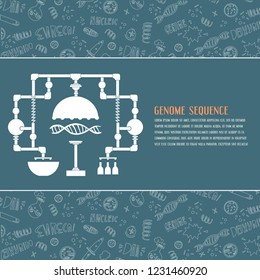 Genome sequencing. Unique design for journal or site. Doodle style