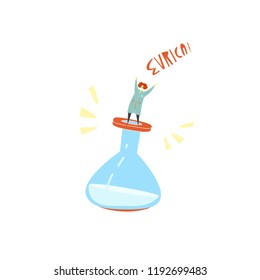 Genome sequencing. Unique vector illustration. Cute character scientist. Doodle style