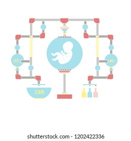 Genome Sequencing. Unique Vector Illustration. Doodle Style