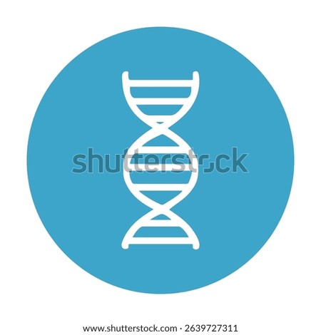Genome structure within a blue circle. Icon symbol illustration