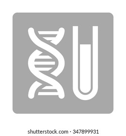 Genome Test vector icon. Style is flat rounded square button, white and silver colors, white background.