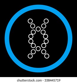 Genome vector icon. Style is bicolor flat rounded symbol, blue and white colors, rounded angles, black background.