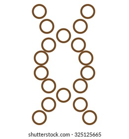 Genome vector icon. Style is flat symbol, brown color, rounded angles, white background.