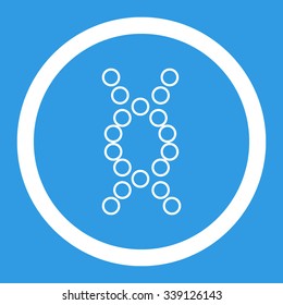 Genome vector icon. Style is flat rounded symbol, white color, rounded angles, blue background.