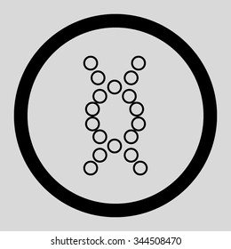 Genome vector icon. Style is flat rounded symbol, black color, rounded angles, light gray background.