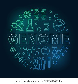 Genome vector round concept colorful linear illustration on dark background