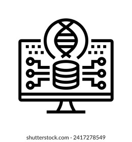 genomic data analysis cryptogenetics line icon vector. genomic data analysis cryptogenetics sign. isolated contour symbol black illustration