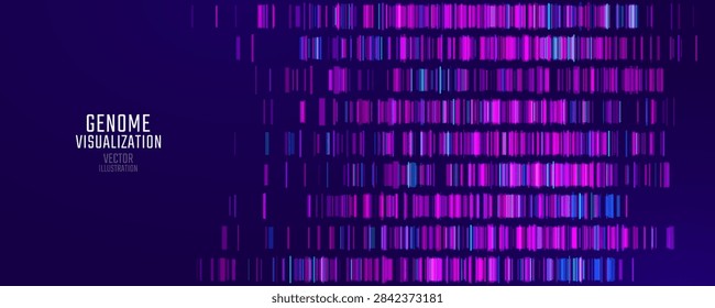 Genomic data visualization. Abstract DNA sequencing and genome mapping graphics. Scientific concept for medical research, biotechnology, and genetic testing. Vector illustration.