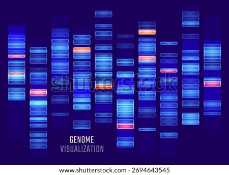 Genomic data visualization. Abstract DNA sequencing and genome mapping graphics. Scientific concept for medical research, biotechnology, and genetic testing. Vector illustration.